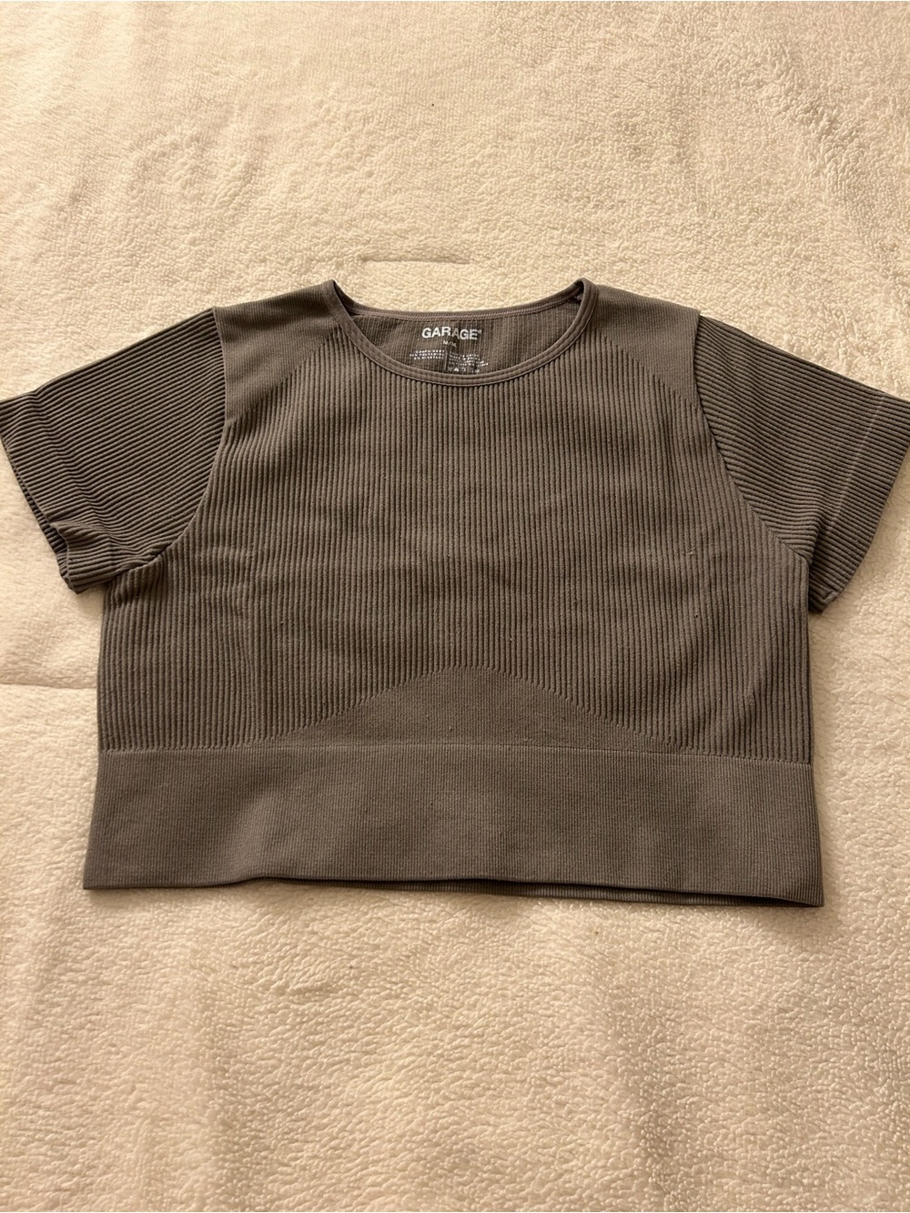 Garage Grey Ribbed Short Sleeve Crop Top